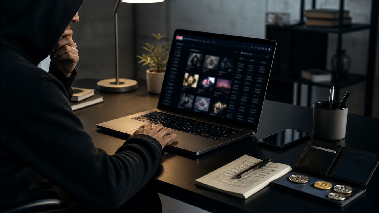 person analyzing dark web marketplace data