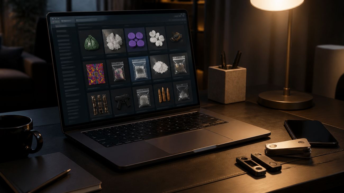 laptop showing darknet market interface